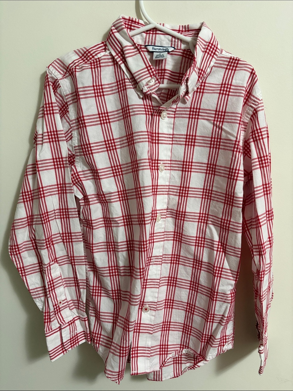 Hartstrings White and Red Plaid Button-Down Shirt